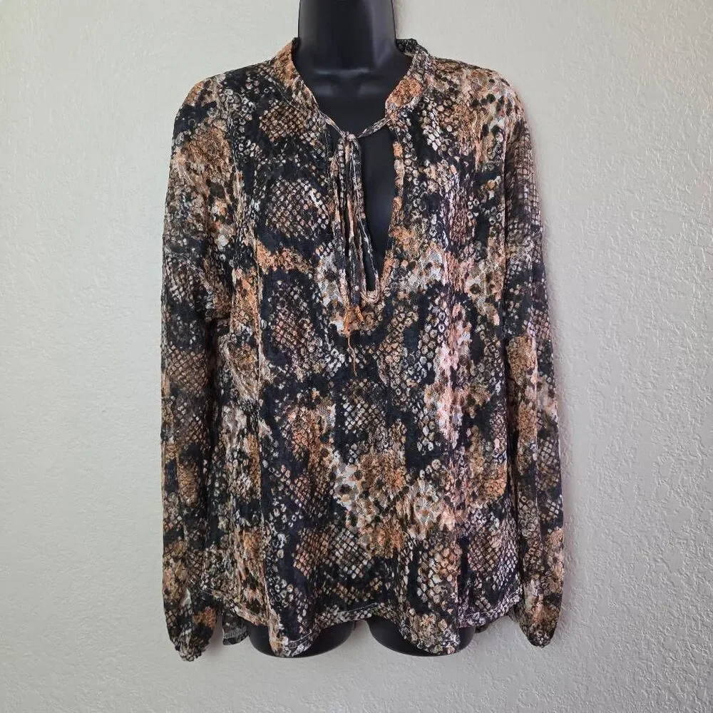 Free People Out For The Night Sheer Snakeskin Top